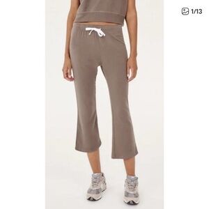 Splits59 taupe brown fleece cropped brooks flare pants small